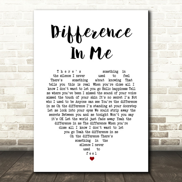 Westlife Difference In Me White Heart Song Lyric Wall Art Print