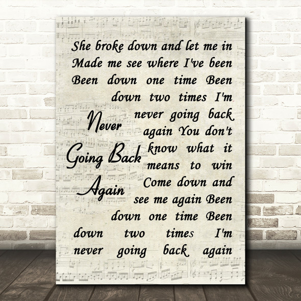 Fleetwood Mac Never Going Back Again Quote Song Lyric Print