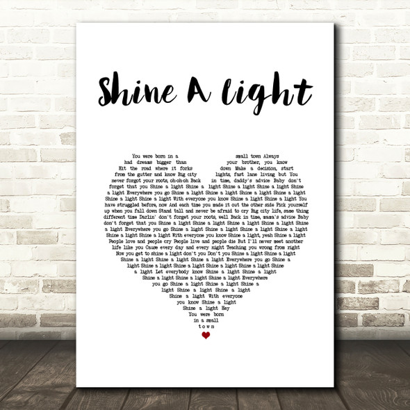Bryan Adams Shine A Light White Heart Song Lyric Wall Art Print