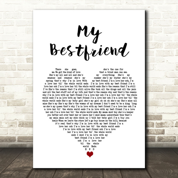 Hollywood Anderson My Bestfriend White Heart Song Lyric Wall Art Print
