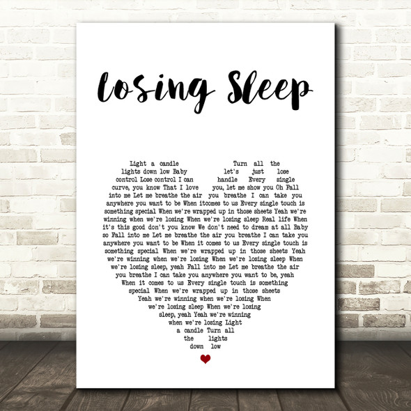 Chris Young Losing Sleep White Heart Song Lyric Wall Art Print