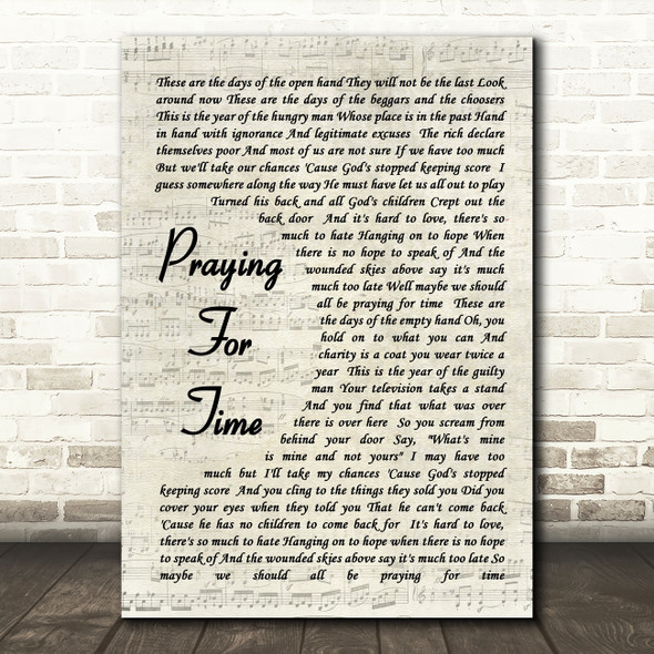 George Michael Praying For Time Vintage Script Song Lyric Quote Print