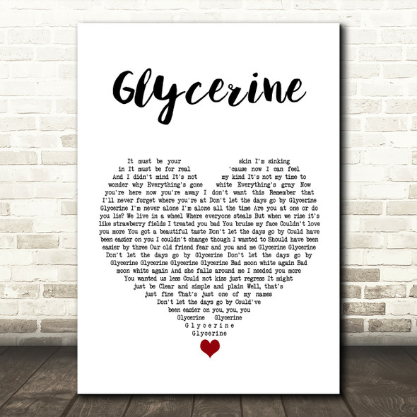 Bush Glycerine White Heart Song Lyric Wall Art Print