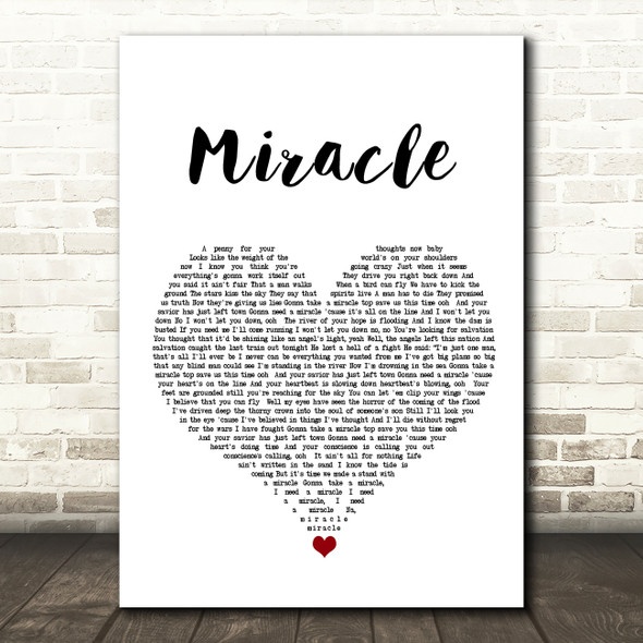 Bon Jovi Miracle White Heart Song Lyric Wall Art Print