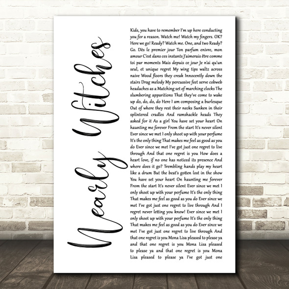 Panic! At The Disco Nearly Witches (Ever Since We Met...) White Script Song Lyric Wall Art Print