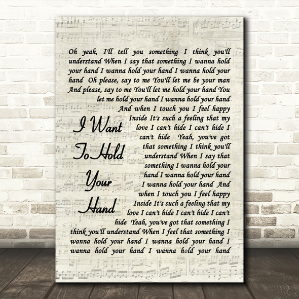 The Beatles I Want To Hold Your Hand Quote Song Lyric Print