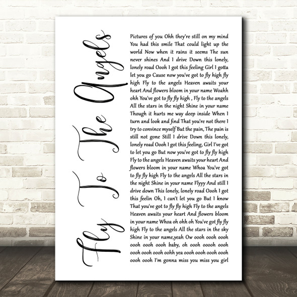 Slaughter Fly To The Angels White Script Song Lyric Wall Art Print