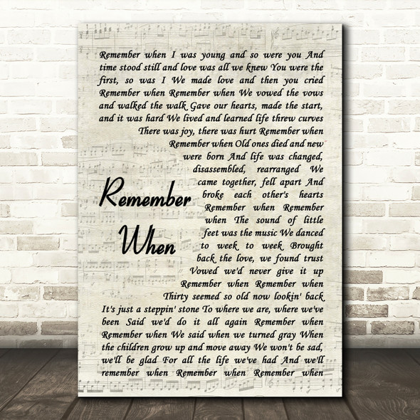 Alan Jackson Remember When Song Lyric Vintage Script Quote Print