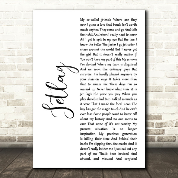 Brendan Benson Jetlag White Script Song Lyric Wall Art Print