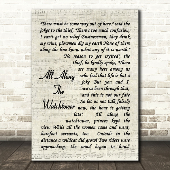 All Along The Watchtower Bob Dylan Script Quote Song Lyric Print