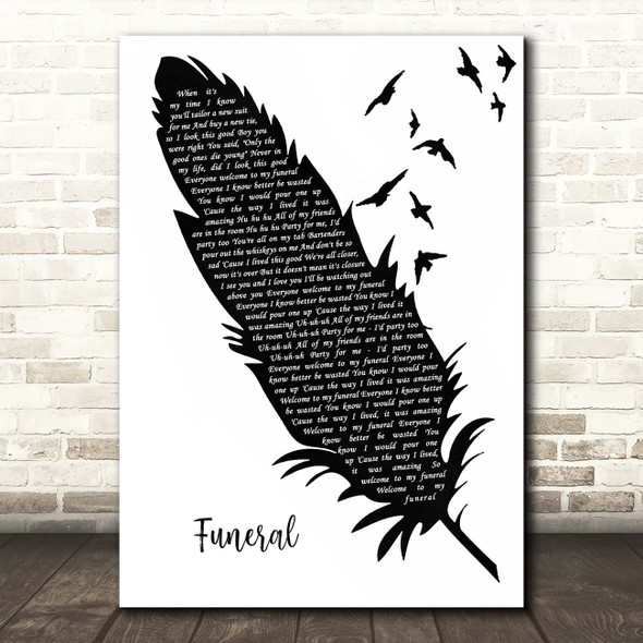 Lukas Graham Funeral Black & White Feather & Birds Song Lyric Print