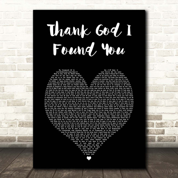 Mariah Carey Thank God I Found You (Make It Last Remix) Black Heart Song Lyric Print