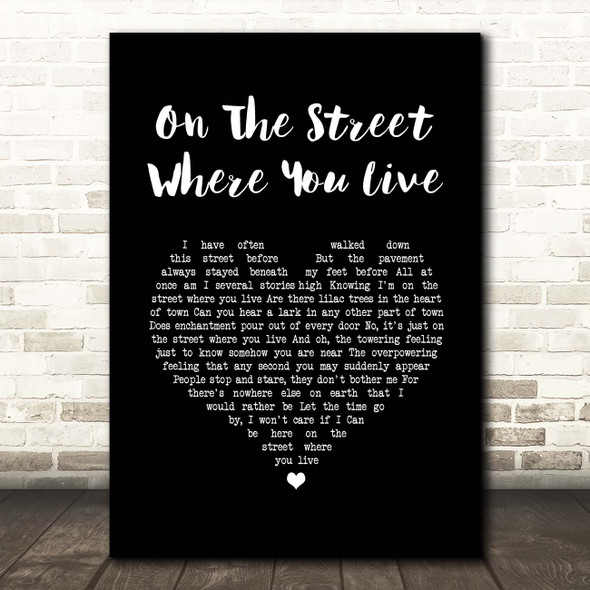 Vic Damone On the Street Where You Live Black Heart Song Lyric Print