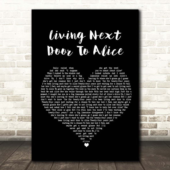 Smokie Living Next Door To Alice Black Heart Song Lyric Print