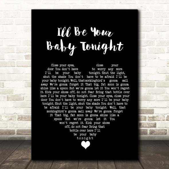 Bob Dylan I'll Be Your Baby Tonight Black Heart Song Lyric Print