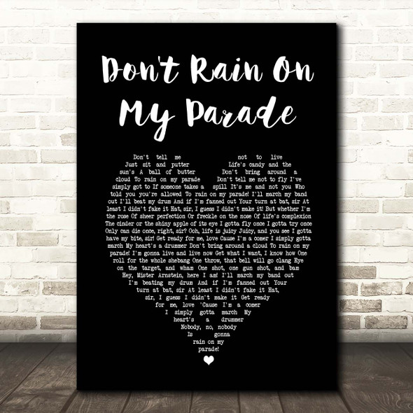 Barbra Streisand Don't Rain On My Parade Black Heart Song Lyric Print