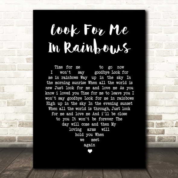 Vicki Brown Look For Me In Rainbows Black Heart Song Lyric Print