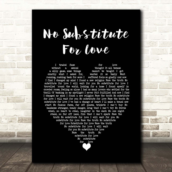 Madonna No Substitute For Love Black Heart Song Lyric Print