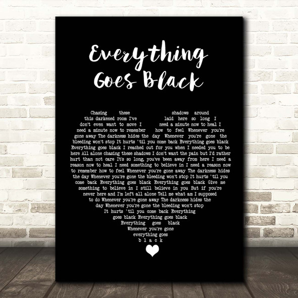 Skillet Everything Goes Black Black Heart Song Lyric Print
