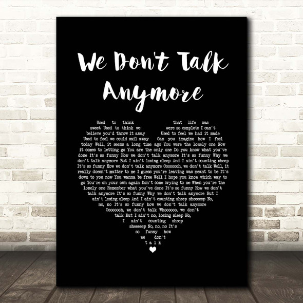 Cliff Richard We Don't Talk Anymore Black Heart Song Lyric Print