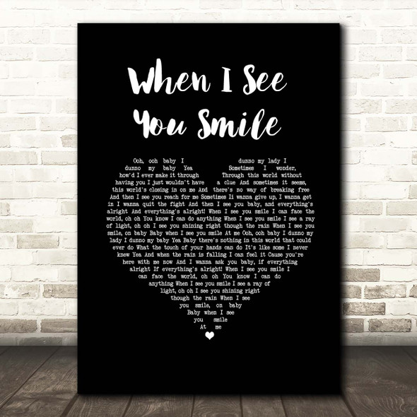 Singing Sweet When I See You Smile Black Heart Song Lyric Print