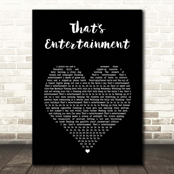 The Jam That's Entertainment Black Heart Song Lyric Print