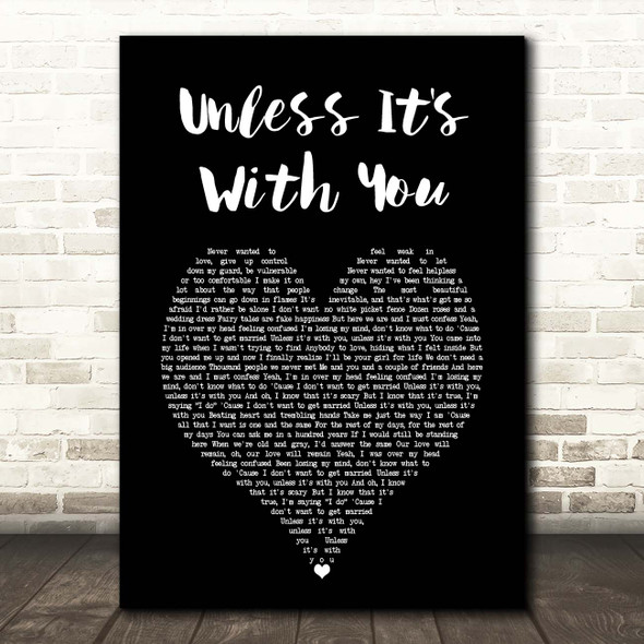 Christina Aguilera Unless It's With You Black Heart Song Lyric Print