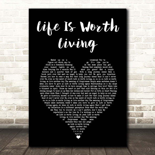 Justin Bieber Life Is Worth Living Black Heart Song Lyric Print