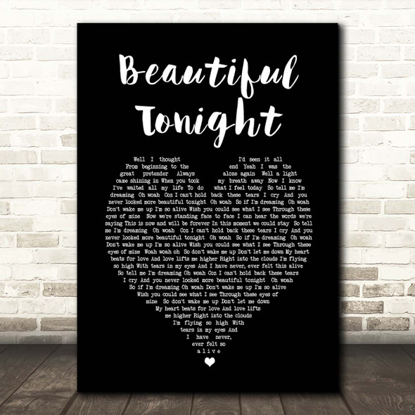 Westlife Beautiful Tonight Black Heart Song Lyric Print
