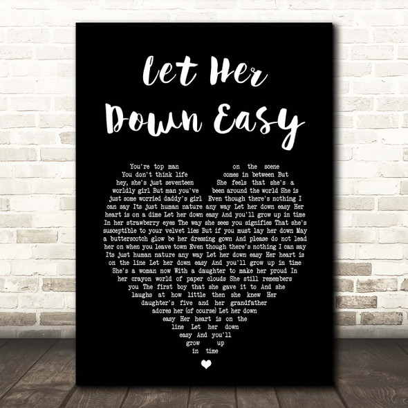 George Michael Let Her Down Easy Black Heart Song Lyric Print