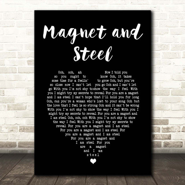 Walter Egan Magnet and Steel Black Heart Song Lyric Print