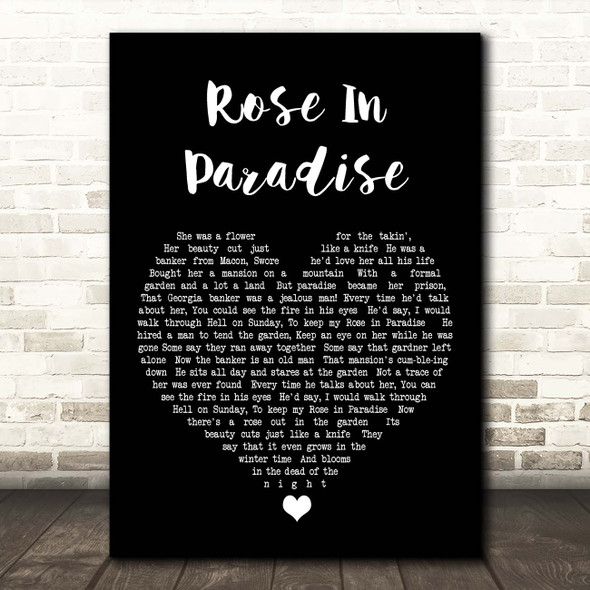 Waylon Jennings Rose In Paradise Black Heart Song Lyric Print