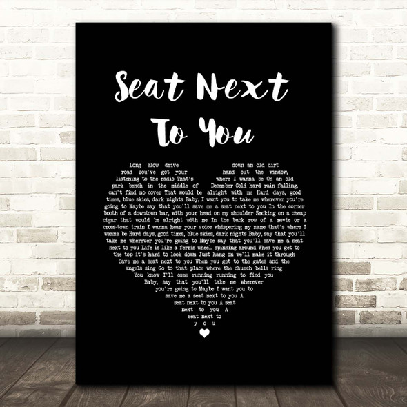 Bon Jovi Seat Next To You Black Heart Song Lyric Print