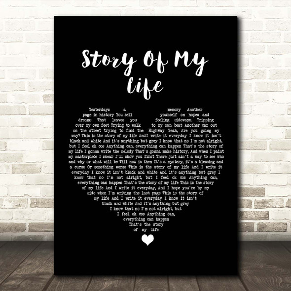 Bon Jovi Story Of My Life Black Heart Song Lyric Print