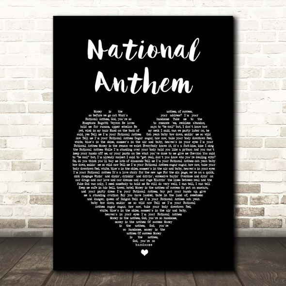 Lana Del Rey National Anthem Black Heart Song Lyric Print