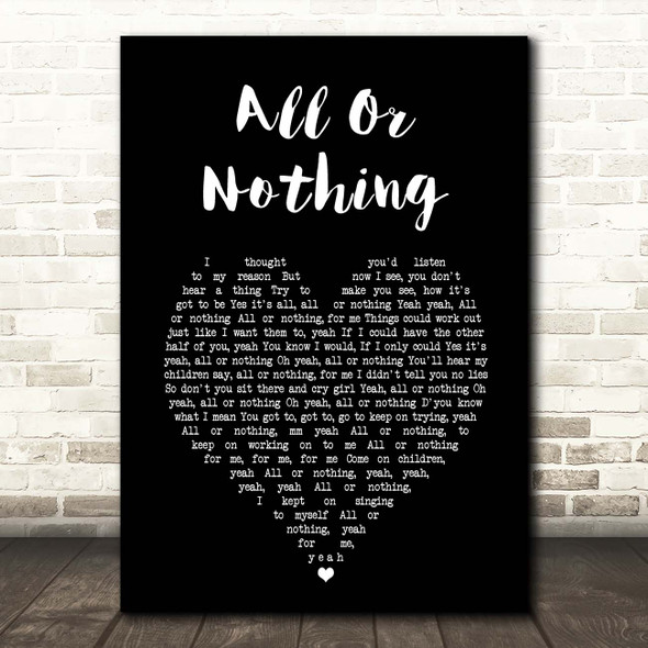 Small Faces All Or Nothing Black Heart Song Lyric Print