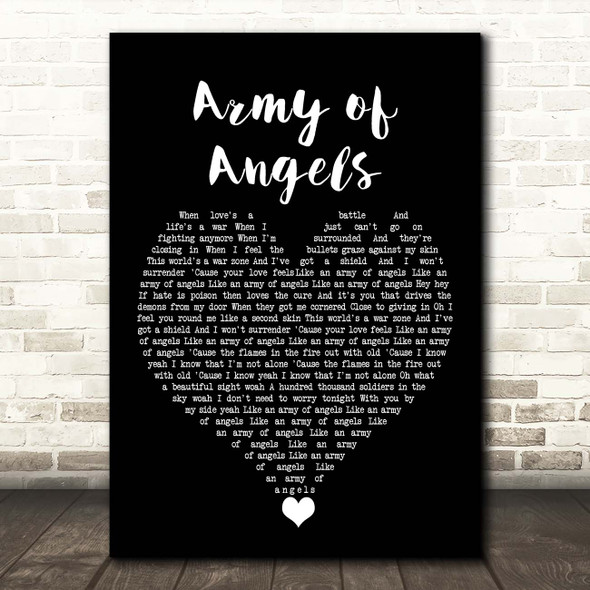 The Script Army of Angels Black Heart Song Lyric Print