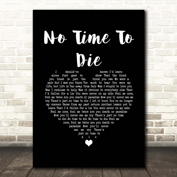 Billie Eilish No Time To Die Black Heart Song Lyric Print