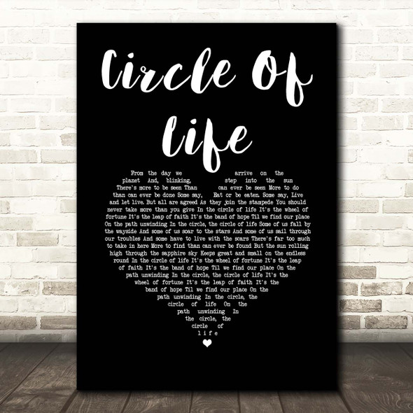 Elton John Circle Of Life Black Heart Song Lyric Print