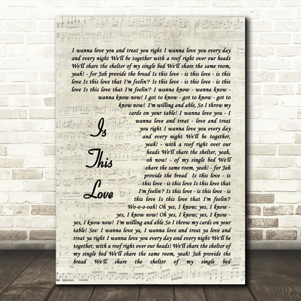 Is This Love Bob Marley Script Quote Song Lyric Print