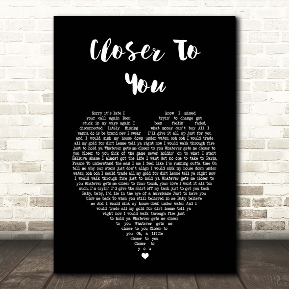 Adam Lambert Closer To You Black Heart Song Lyric Print