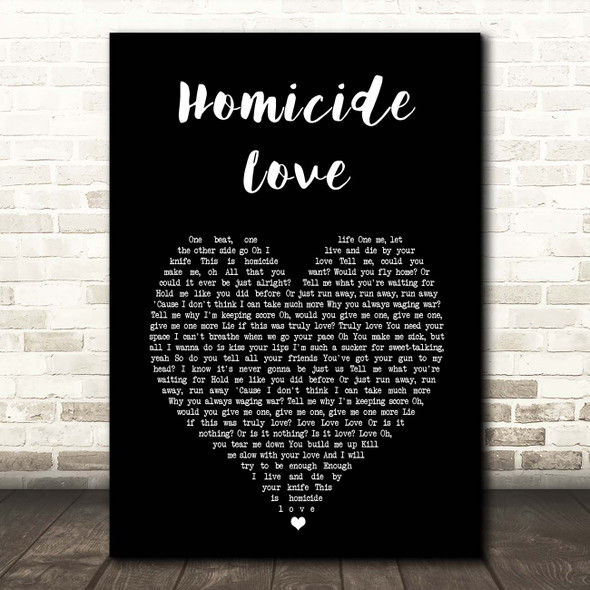 James Arthur Homicide Love Black Heart Song Lyric Print
