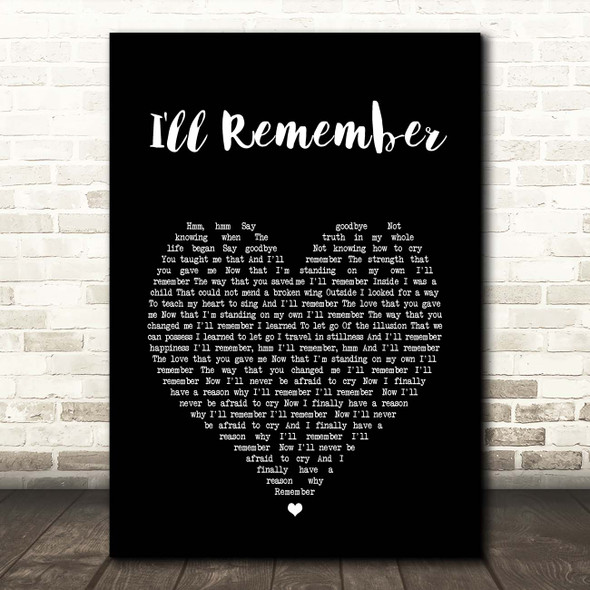 Madonna I'll Remember Black Heart Song Lyric Print