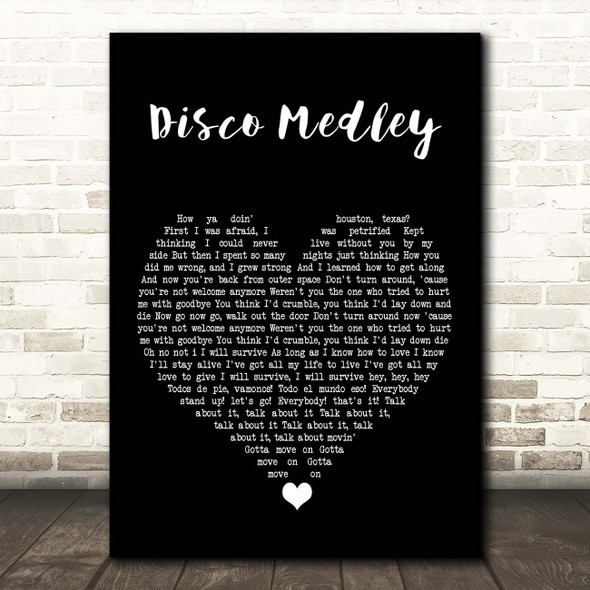 Selena Disco Medley Black Heart Song Lyric Print