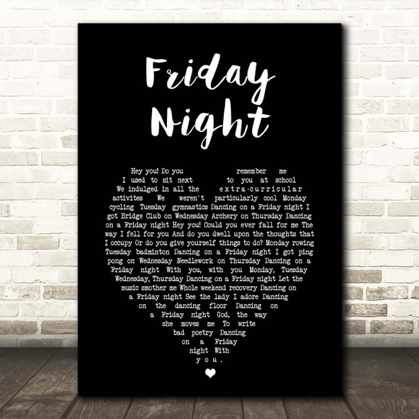 The Darkness Friday Night Black Heart Song Lyric Print