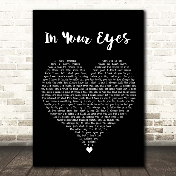 The Weeknd In Your Eyes Black Heart Song Lyric Print