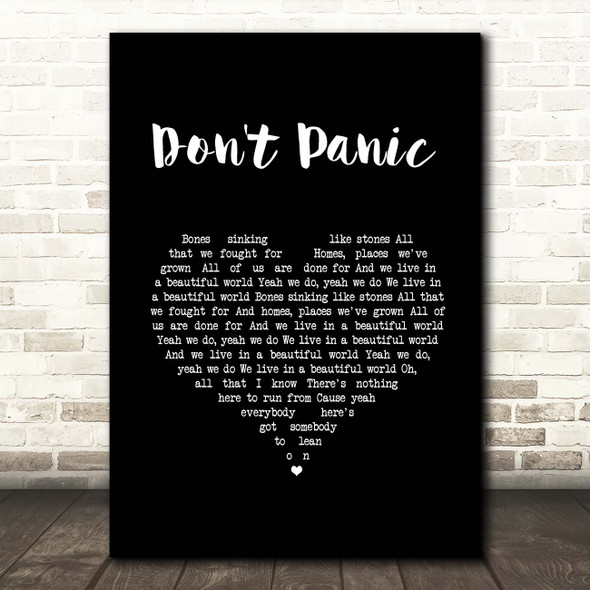 Coldplay Don't Panic Black Heart Song Lyric Print