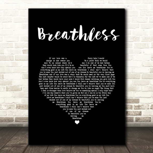 Shayne Ward Breathless Black Heart Song Lyric Print