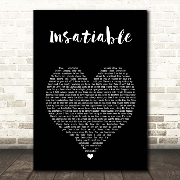 Darren Hayes Insatiable Black Heart Song Lyric Print