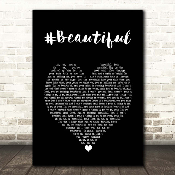 Mariah Carey #Beautiful Black Heart Song Lyric Print